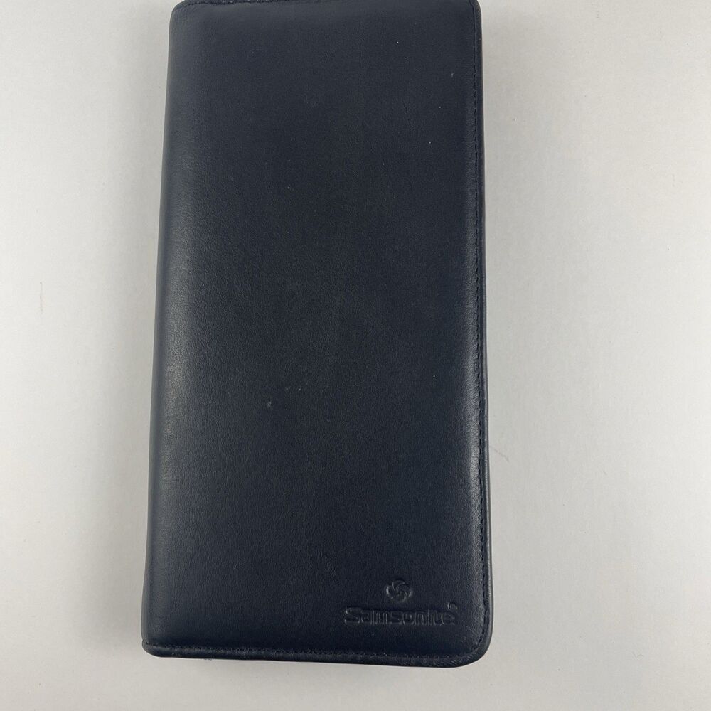 Samsonite Black Leather Travel Organizer Wallet Passport ID Card Holder 9X5"